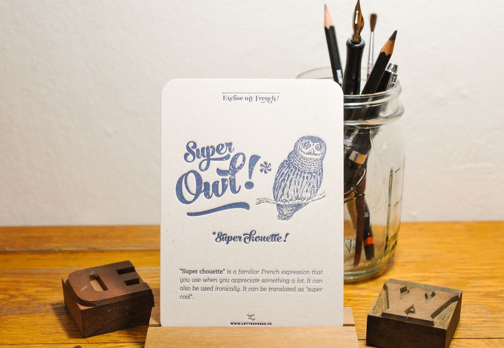 Carterie - Carte Super Chouette - L'ATELIER LETTERPRESS