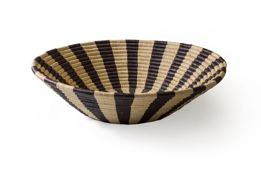 Other wall decoration - 20" Striped Black + Natural Deep Round Basket - ALL ACROSS AFRICA + KAZI
