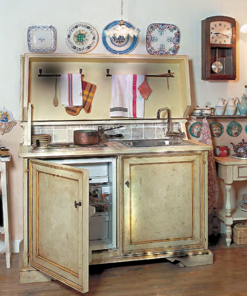 Meubles de cuisines  - Armoire de cuisine laquée et peinte à la main - INTERIORS ITALIA