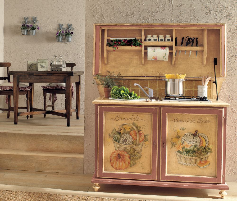 Meubles de cuisines  - Armoire de cuisine laquée et peinte à la main - INTERIORS ITALIA