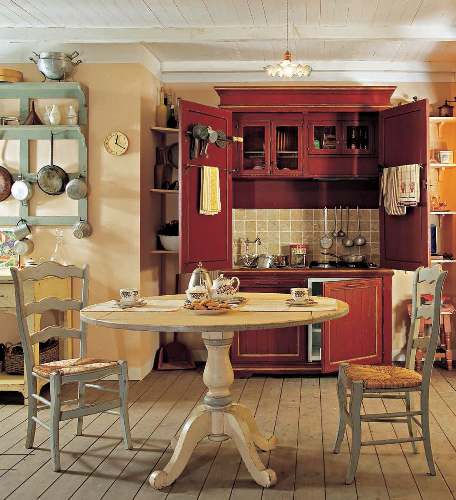 Meubles de cuisines  - Armoire de cuisine laquée et peinte à la main - INTERIORS ITALIA