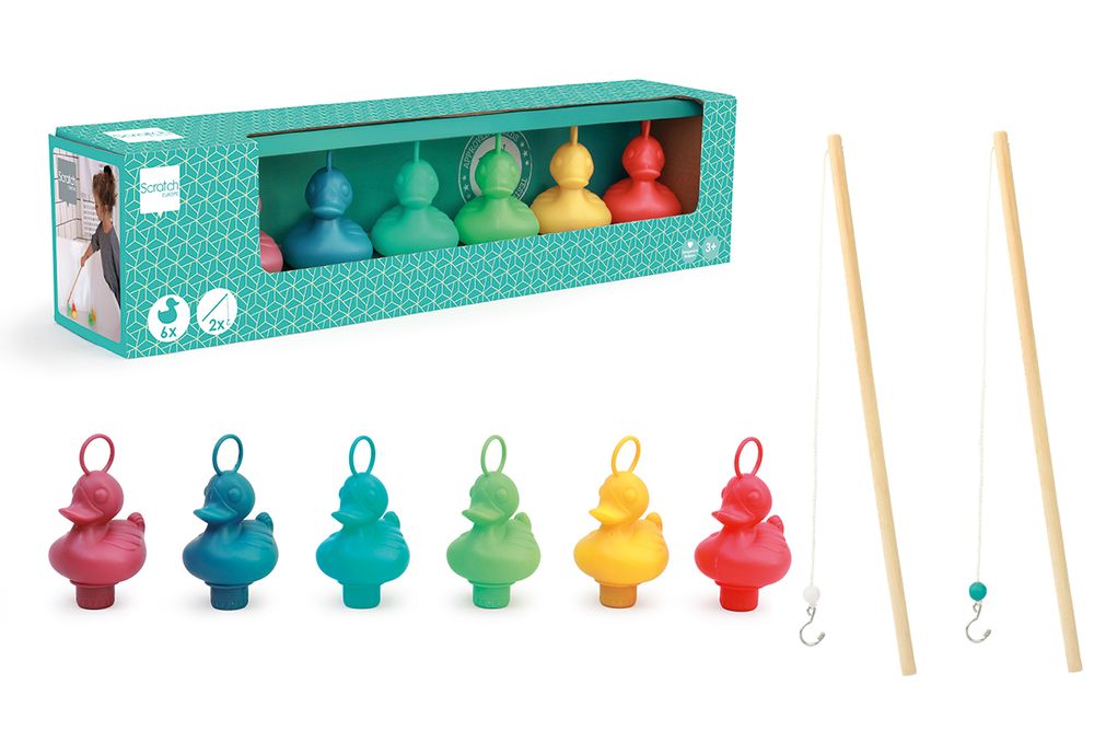 Loisirs créatifs pour enfant - Scratch Active Play: SET de 6 CANARDS DE PÊCHES 'RÉCIF DE CORAIL' avec 2 CANNES à PÊCHES - SCRATCH EUROPE