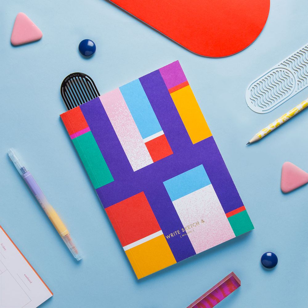 Stationery - A5 Double Cover Notebook | Super Pixelone - WRITE SKETCH &