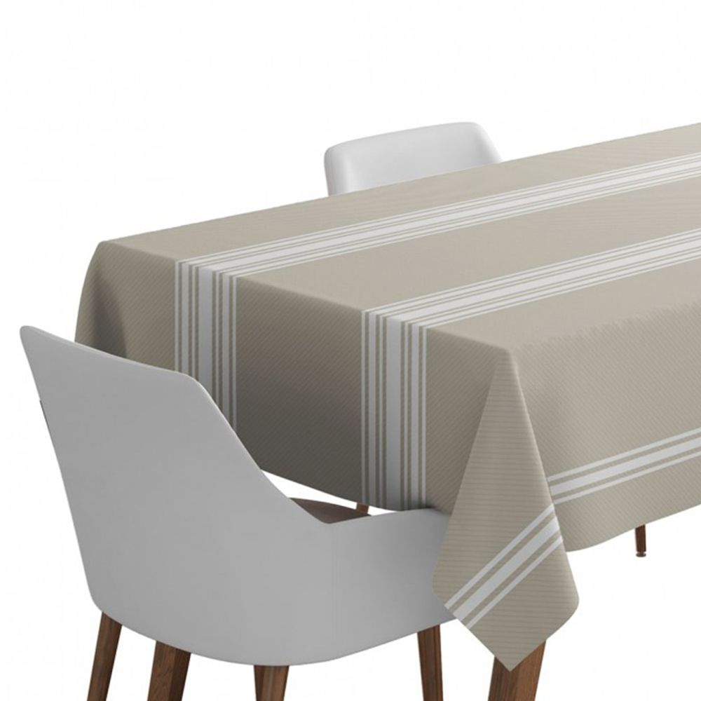 Linge de table textile - Nappe en lin et coton Saint-Jean-De-Luz Blanc (plusieurs tailles disponibles) - LA MAISON JEAN-VIER