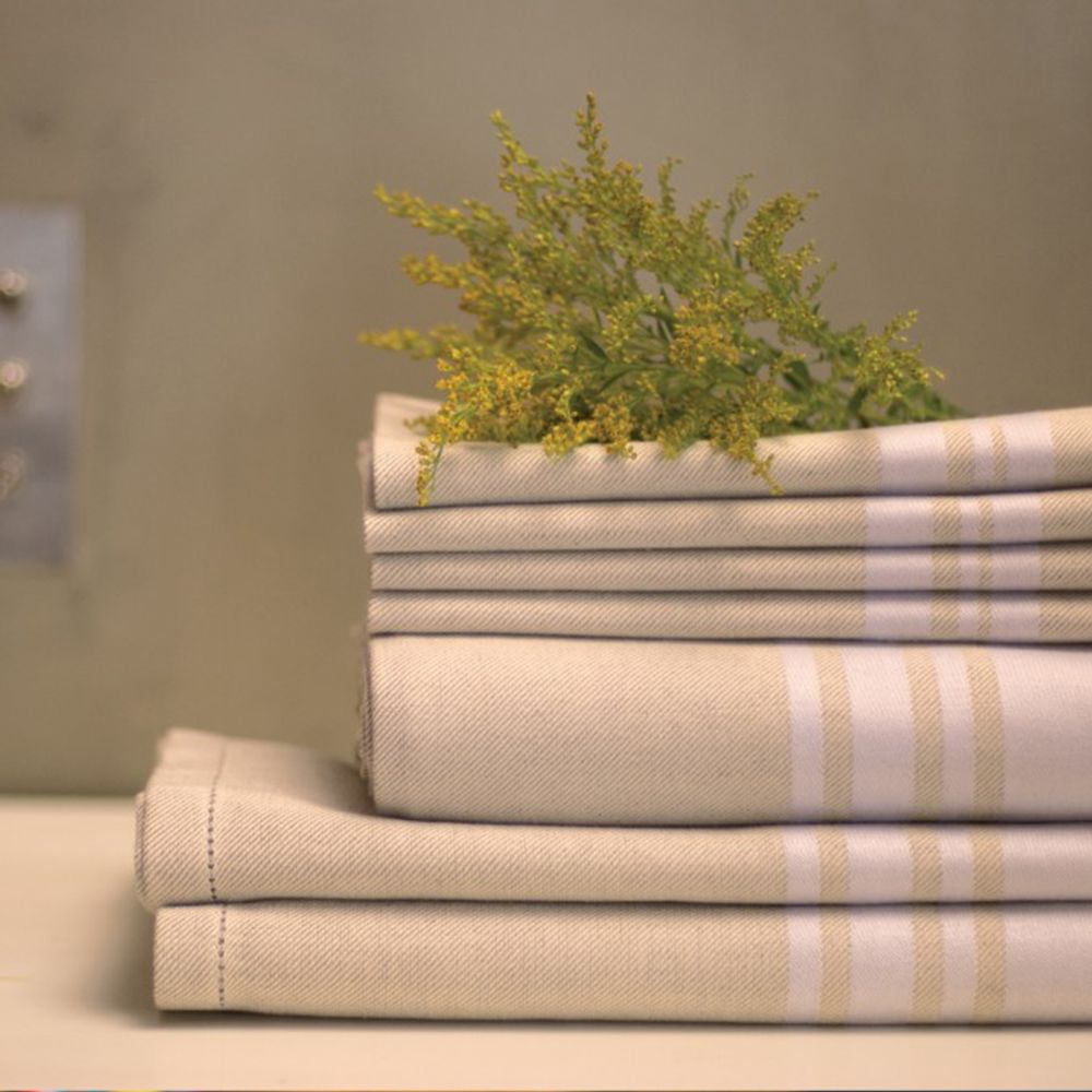 Linge de table textile - Nappe en lin et coton Saint-Jean-De-Luz Blanc (plusieurs tailles disponibles) - LA MAISON JEAN-VIER