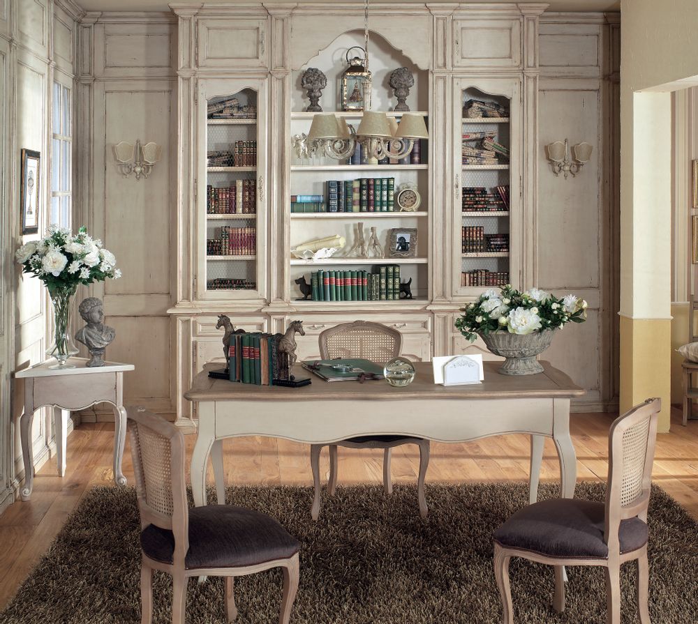 Secrétaires  - PR621 - Bureau provincial français avec 3 tiroirs et plateau en chêne - INTERIORS ITALIA