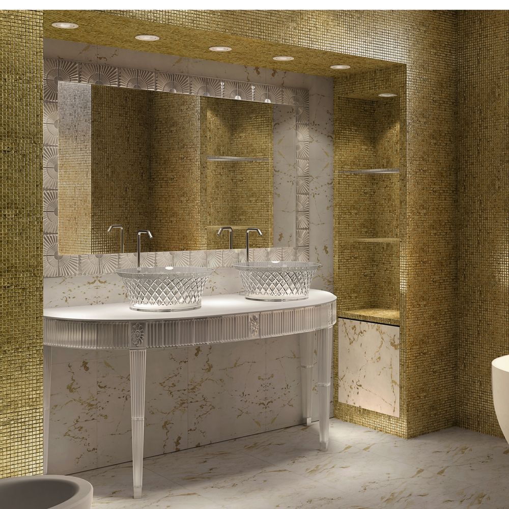 Chambres d'hôtels - Console de salle de bain en cristal véritable 2545. - BIANCHINI & CAPPONI