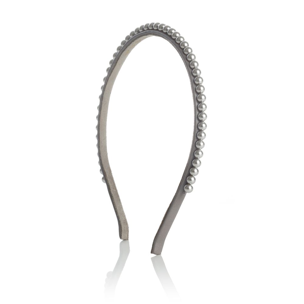 Accessoires cheveux - Serre-tête fin en perles et cuir SUZAN - VALÉRIE VALENTINE