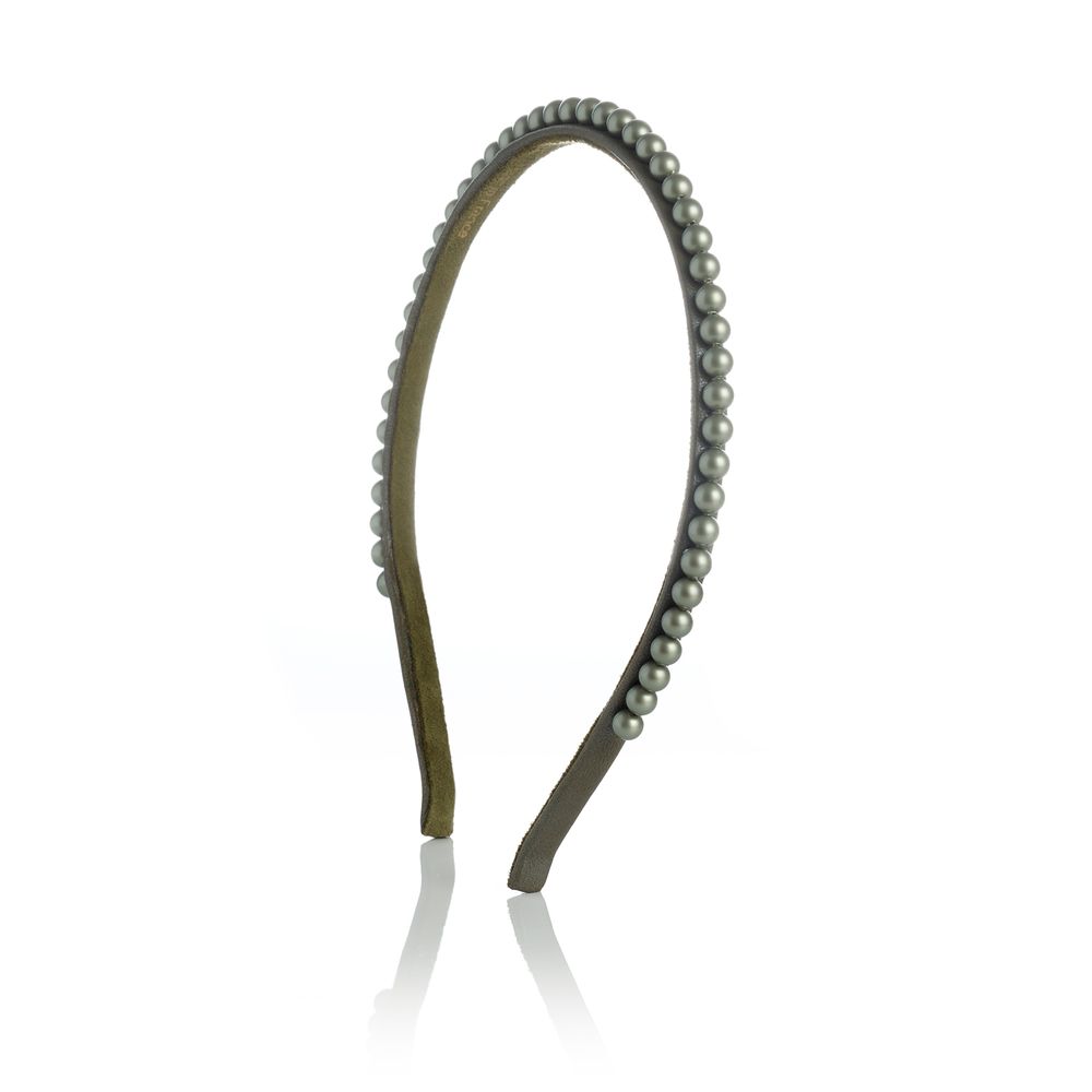 Accessoires cheveux - Serre-tête fin en perles et cuir SUZAN - VALÉRIE VALENTINE