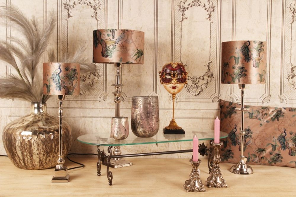 Abat-jours - Abat-jour cylindre Paon Pêche - DUTCH STYLE BY BAROQUE COLLECTION