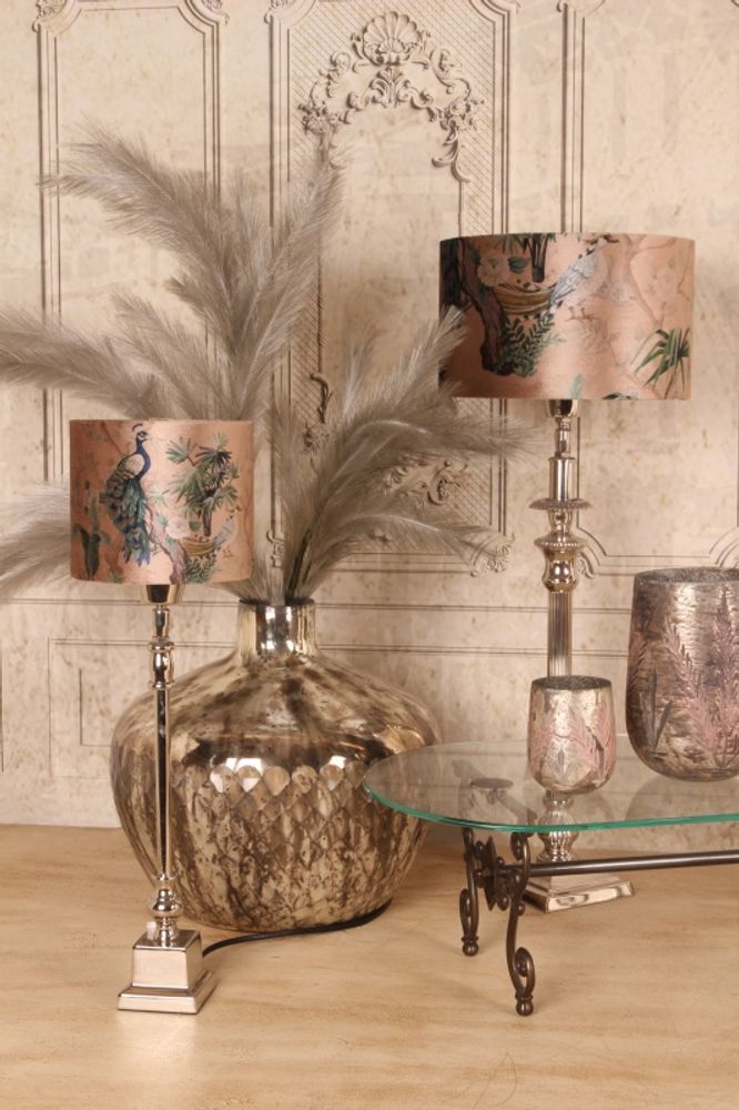Abat-jours - Abat-jour cylindre Paon Pêche - DUTCH STYLE BY BAROQUE COLLECTION
