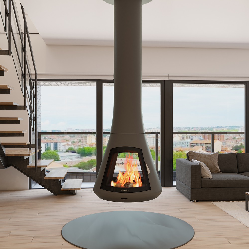 Objets de décoration - Cheminée bois centrale CALISTA 917 - JC BORDELET
