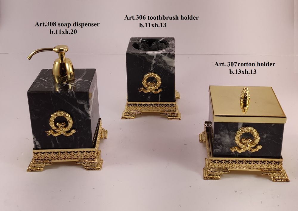 Soap dishes - Bathroom set in marble/wood and bronze plated - OLYMPUS BRASS