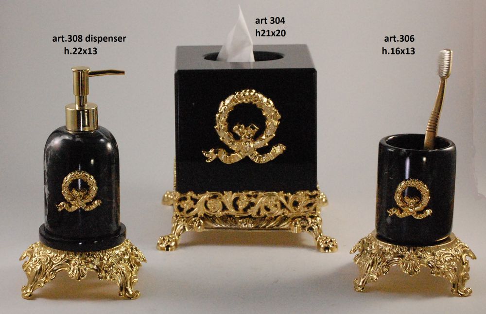 Soap dishes - Bathroom set in marble/wood and bronze plated - OLYMPUS BRASS