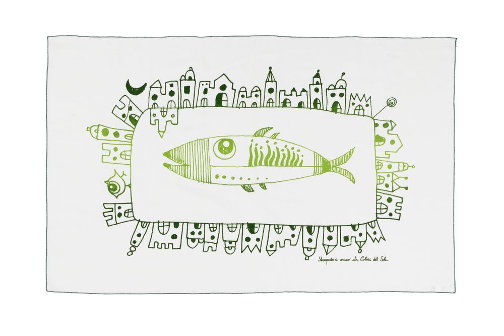 Objets de décoration - Drap d'ameublement 100 % lin | Imprimé à la main - COLORI DEL SOLE
