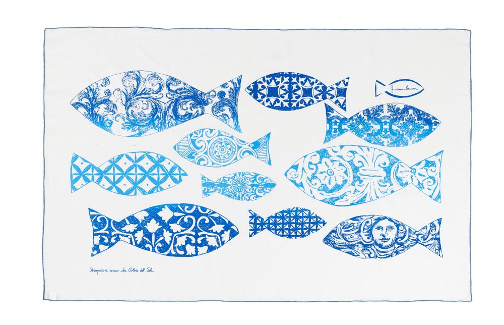 Objets de décoration - Drap d'ameublement 100 % lin | Imprimé à la main - COLORI DEL SOLE