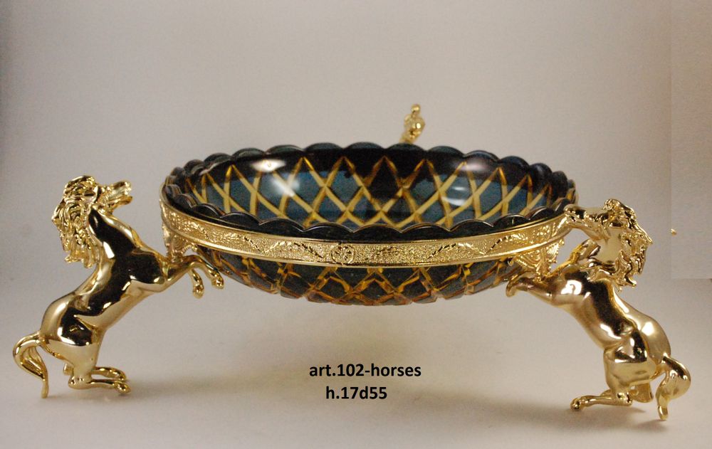 Vases - FRUIT BOWL, vase in crystal and bronze plated - OLYMPUS BRASS