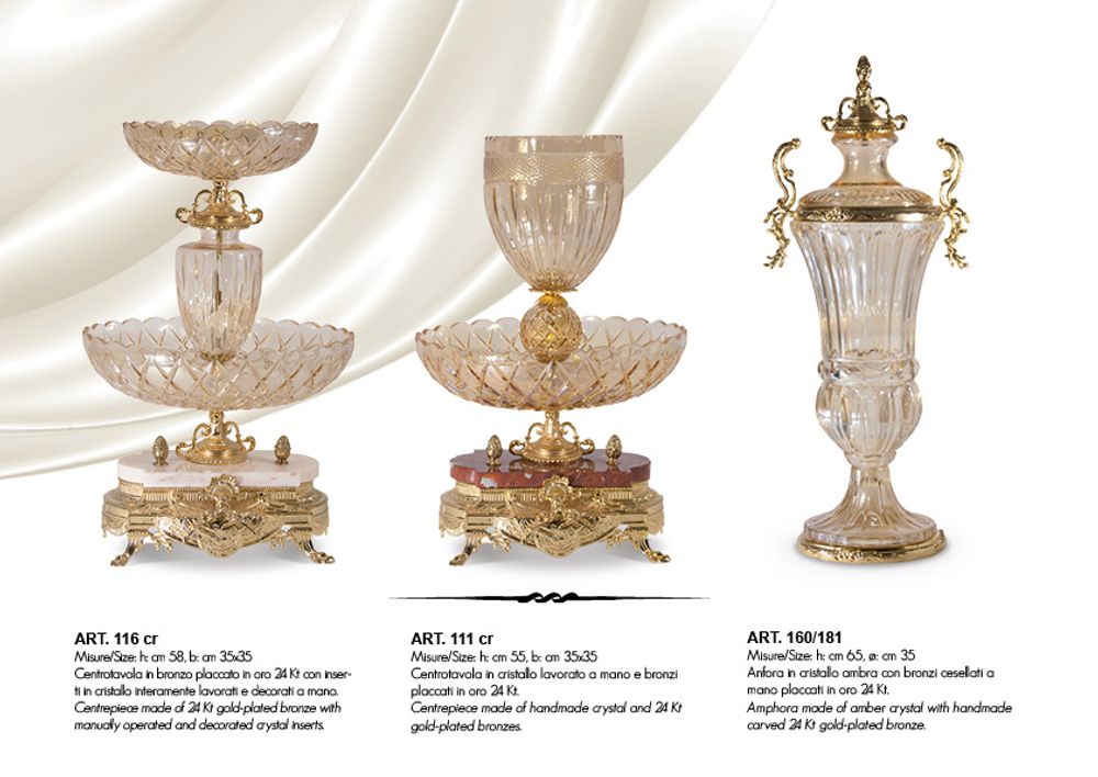 Vases - FRUIT BOWL, vase in crystal and bronze plated - OLYMPUS BRASS