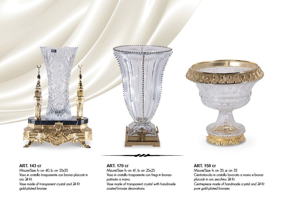Vases - FRUIT BOWL, vase in crystal and bronze plated - OLYMPUS BRASS
