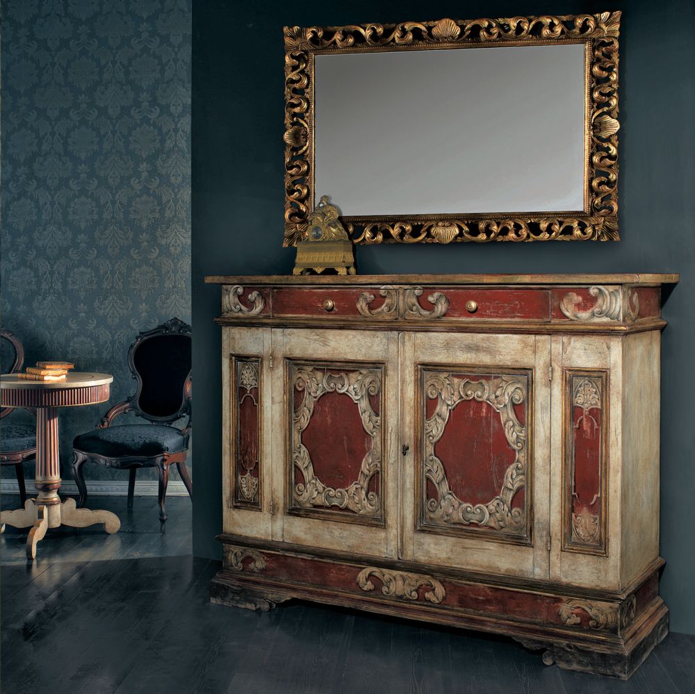 Buffets - AP258/D3 - Buffets décorés à la main avec deux portes et deux tiroirs - INTERIORS ITALIA