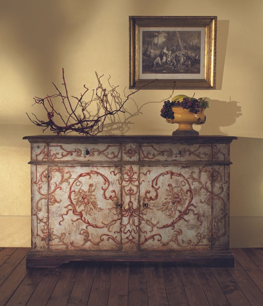 Buffets - AP258/D3 - Buffets décorés à la main avec deux portes et deux tiroirs - INTERIORS ITALIA