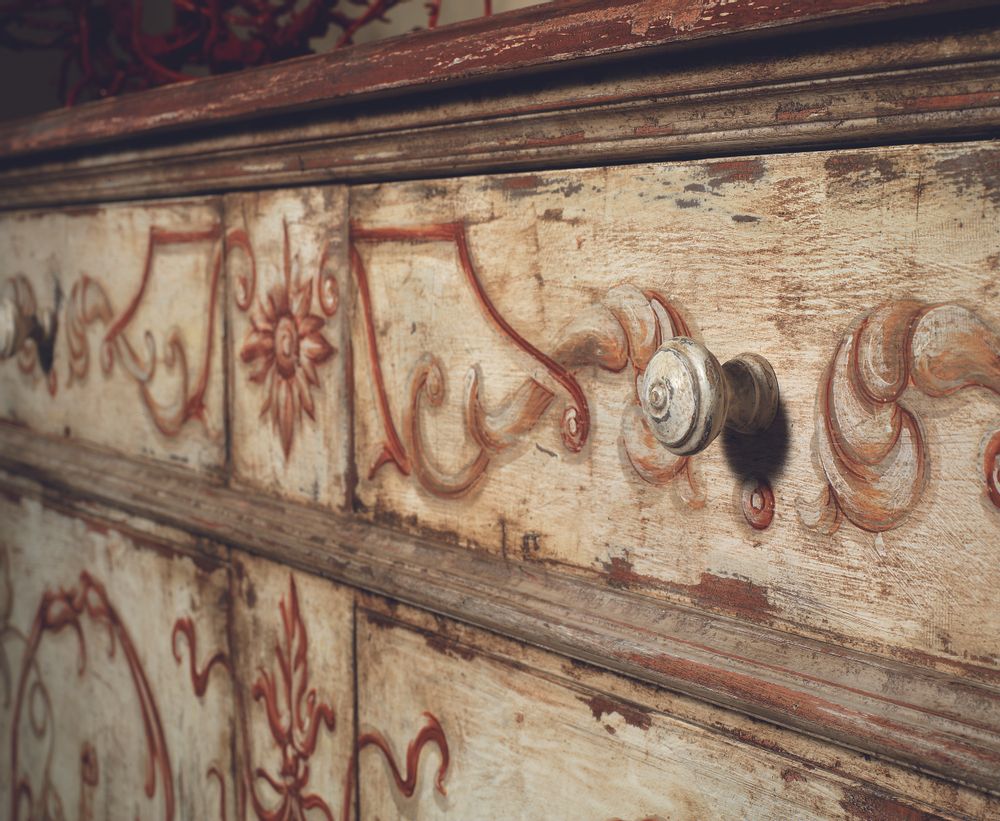 Buffets - AP258/D3 - Buffets décorés à la main avec deux portes et deux tiroirs - INTERIORS ITALIA