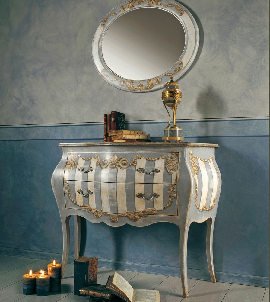 Commodes - AP660/D7 - Commode Louis XV décorée à la main - INTERIORS ITALIA