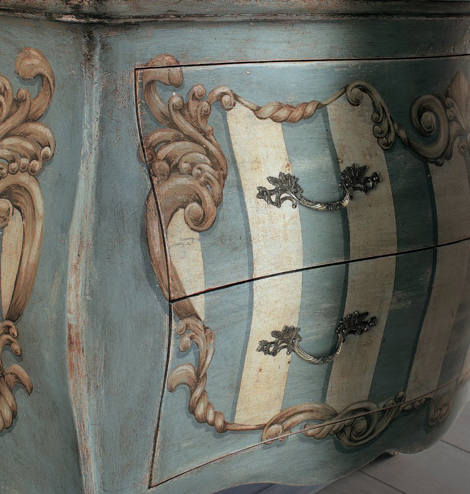 Commodes - AP660/D7 - Commode Louis XV décorée à la main - INTERIORS ITALIA