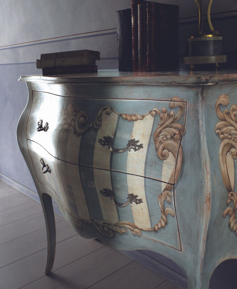 Commodes - AP660/D7 - Commode Louis XV décorée à la main - INTERIORS ITALIA