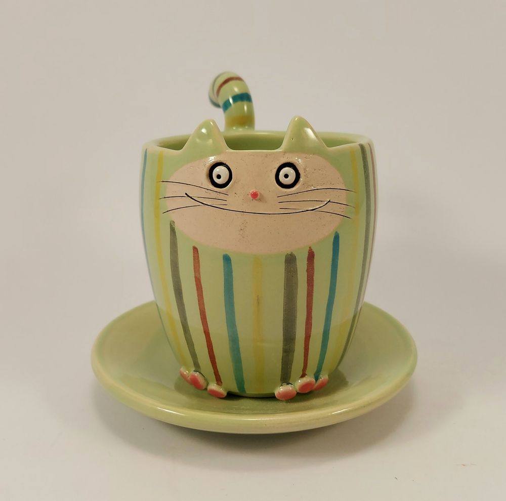 Mugs - "Cat Cat" MUG cup - PACHAMAMA DI E. OCCHI LABORATORIO ARTIGIANO DI CERAMICA