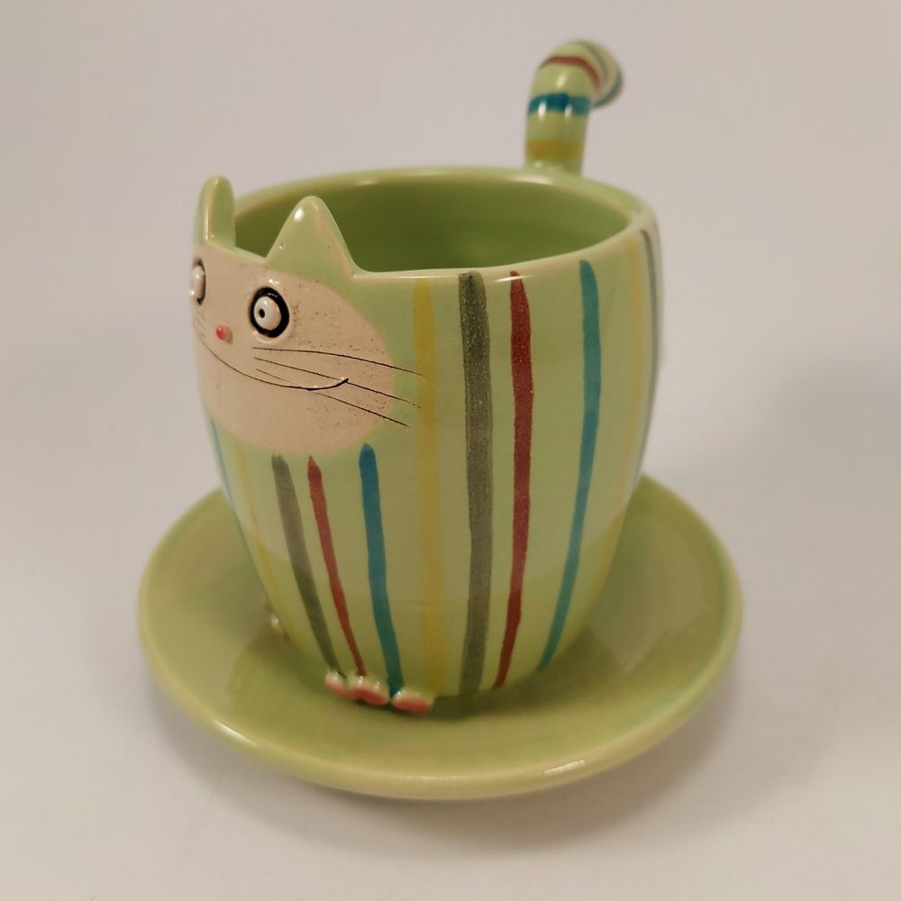 Mugs - "Cat Cat" MUG cup - PACHAMAMA DI E. OCCHI LABORATORIO ARTIGIANO DI CERAMICA
