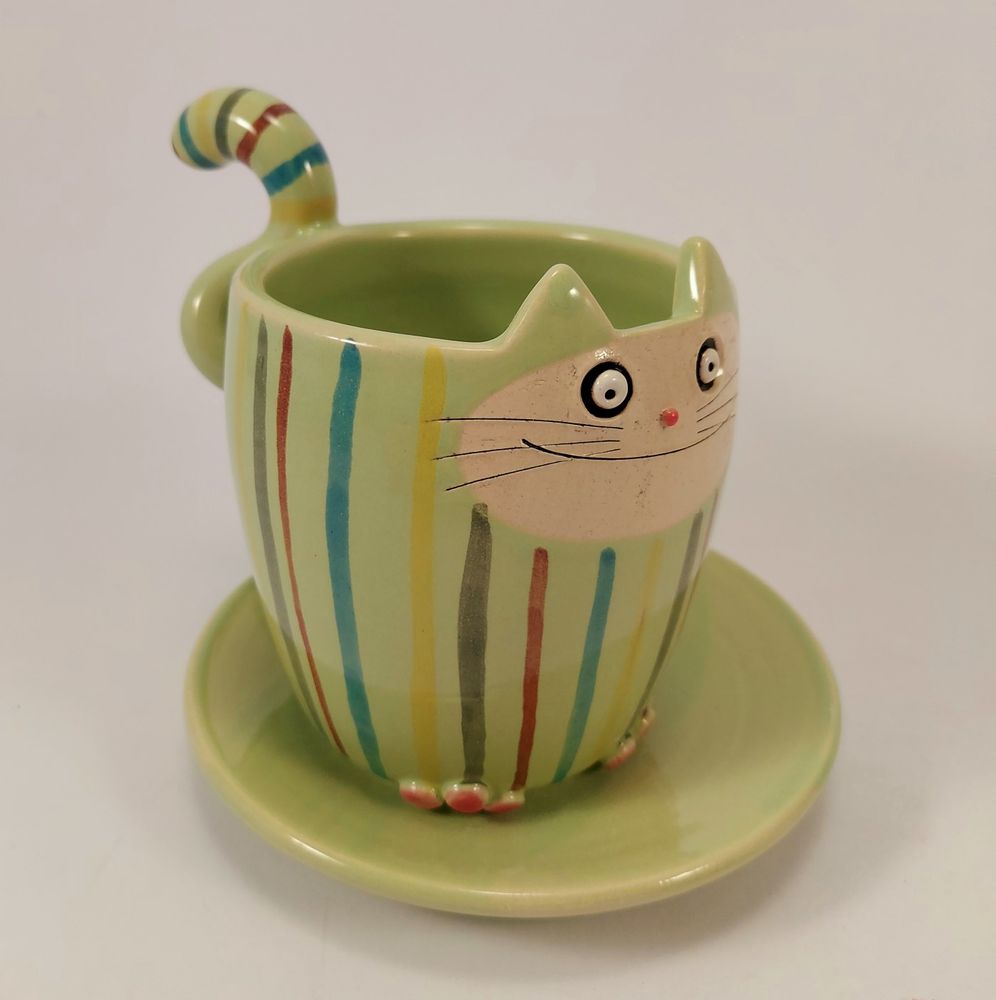 Mugs - "Cat Cat" MUG cup - PACHAMAMA DI E. OCCHI LABORATORIO ARTIGIANO DI CERAMICA