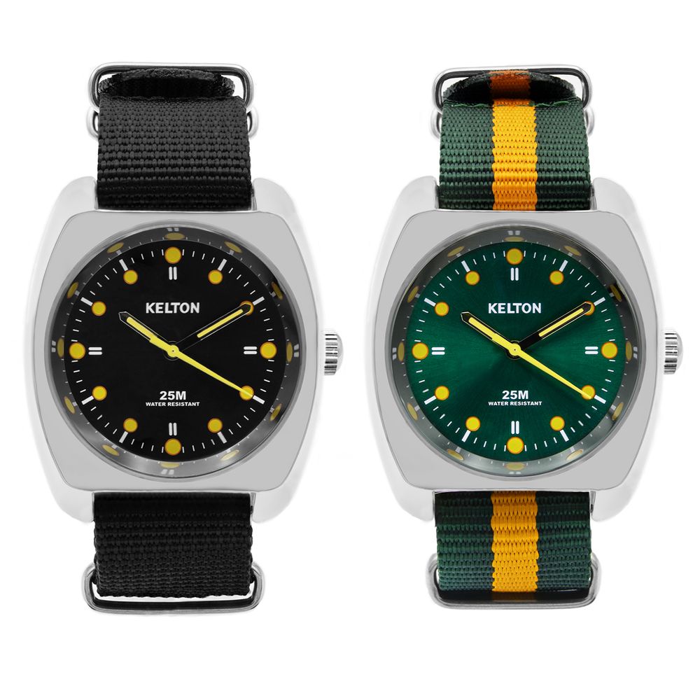 Watchmaking - RC2 Nato black / green orange - KELTON