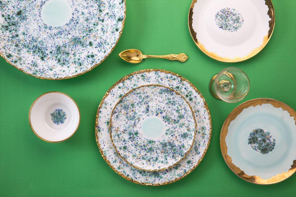 Everyday plates - Coupe Platter Blue Marble - CORALLA MAIURI
