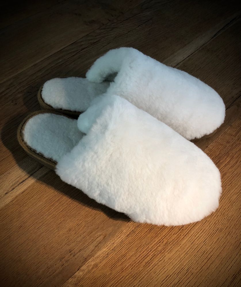 Chaussures - Mules blanches en peau de mouton - TERGUS
