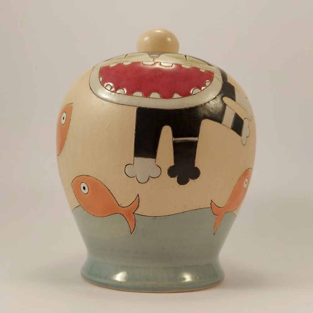 Céramique - Tirelire « Attrapez le poisson... que vous pouvez » - PACHAMAMA DI E. OCCHI LABORATORIO ARTIGIANO DI CERAMICA
