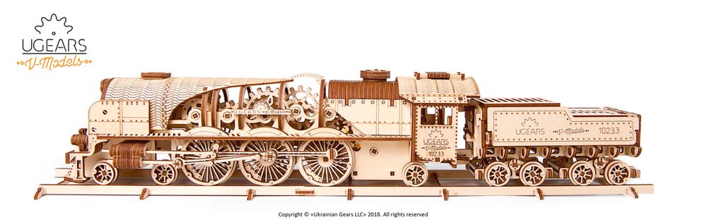 Gifts - UGEARS Mechanical Models: V-EXPRESS STEAM TRAIN with TENDER - UGEARS