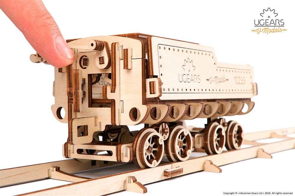 Gifts - UGEARS Mechanical Models: V-EXPRESS STEAM TRAIN with TENDER - UGEARS