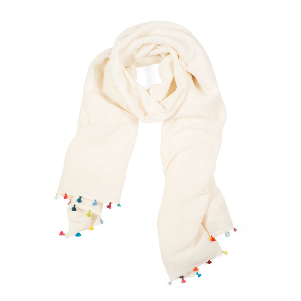Scarves - Dark grey scarf with pompons - MIA ZIA