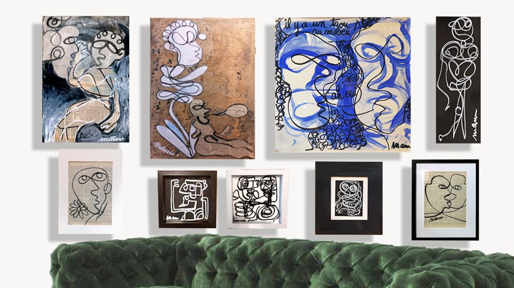 Fabric cushions - “There's a Hole” Line Art Limited Edition - L'ATELIER D'ANGES HEUREUX