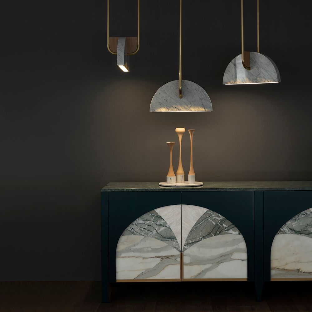 Buffets - Buffet Moderne Biloba, Marbre Calacatta, Fabriqué à la Main au Portugal par Greenapple - GREENAPPLE DESIGN INTERIORS