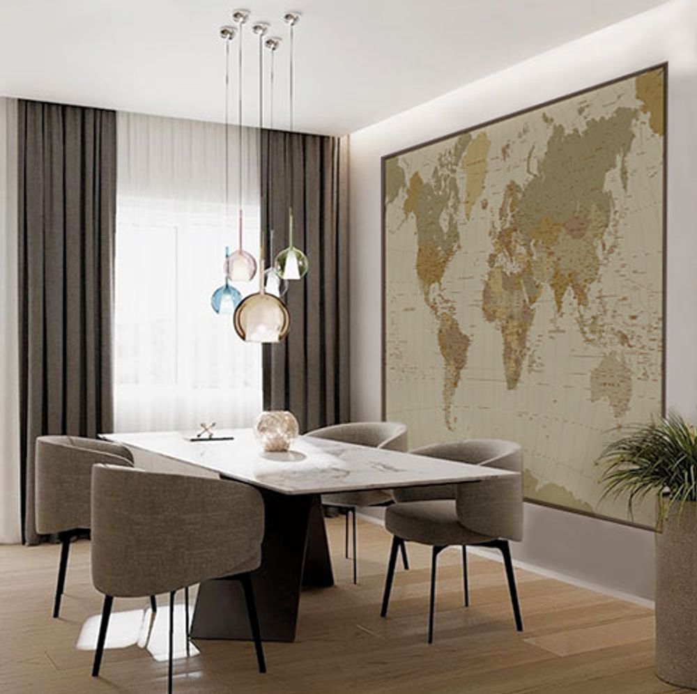 Poster - Map of the political world with sepia colors  - CARTOGRAFICA VISCEGLIA