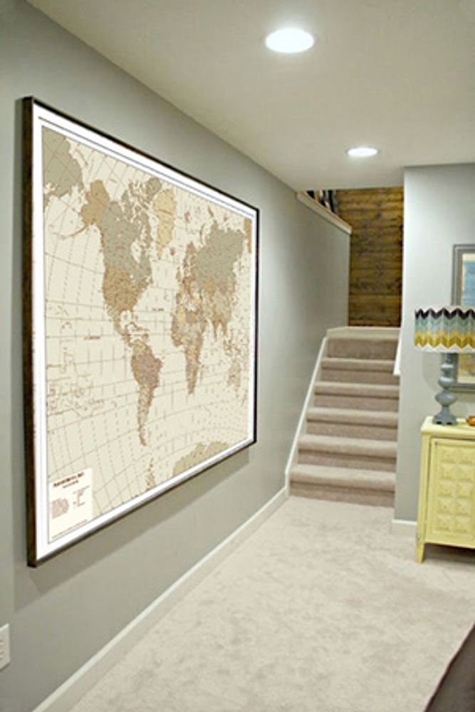 Poster - Map of the political world with sepia colors  - CARTOGRAFICA VISCEGLIA