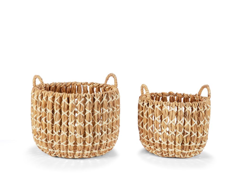 Baskets - Set of 2 water hyacinth grass baskets; Ø37x34 cm / Ø30x30 cm AX21505 - ANDREA HOUSE