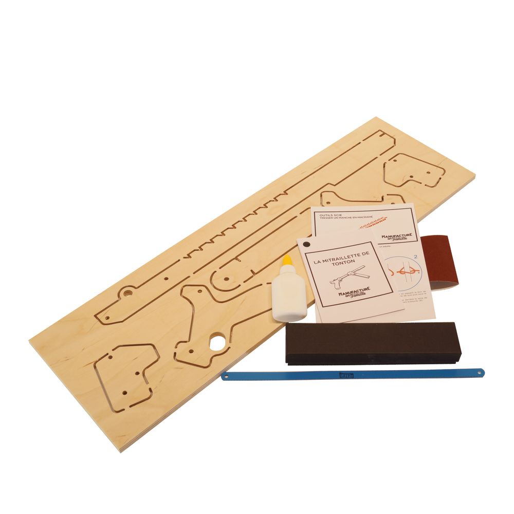 Jouets enfants - La mitraillette de Tonton – mitraillette à élastique en bois à construire - MANUFACTURE EN FAMILLE