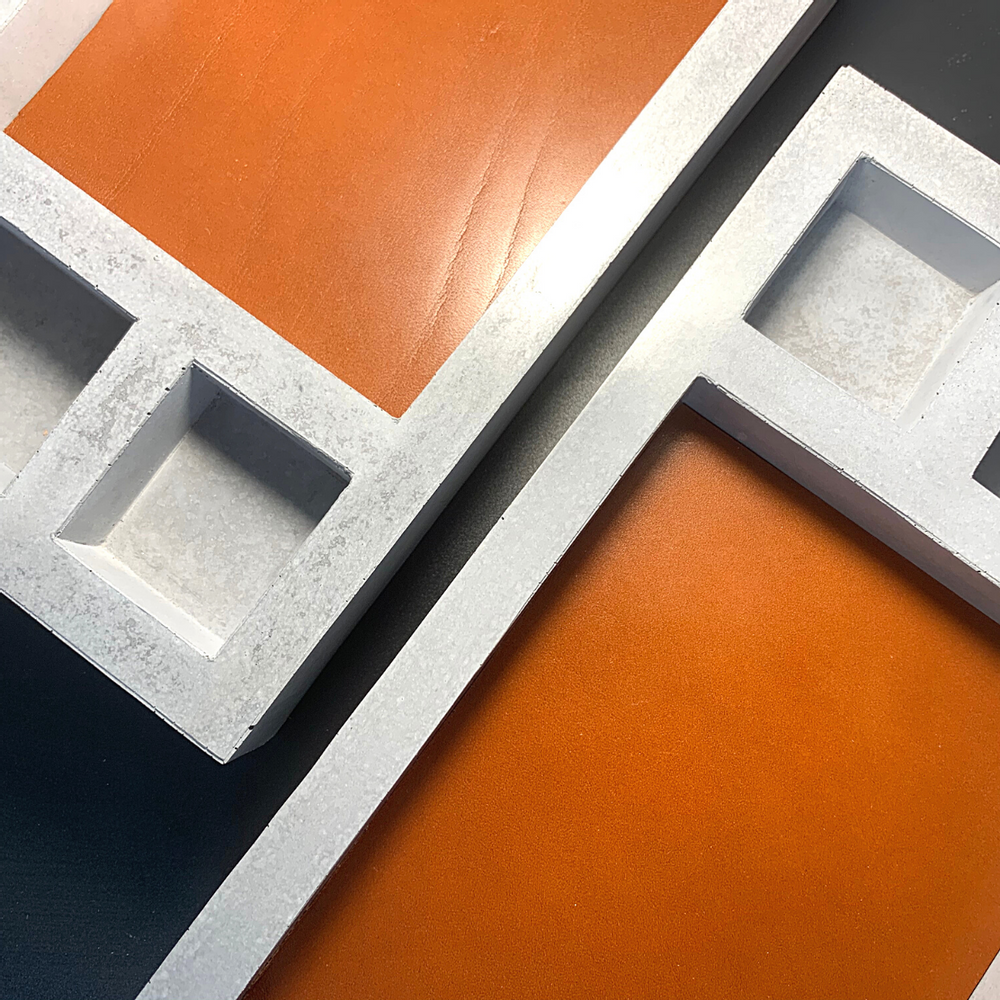 Objets design - Beelakey - vide-poches en cuir et béton - BLACKBETON