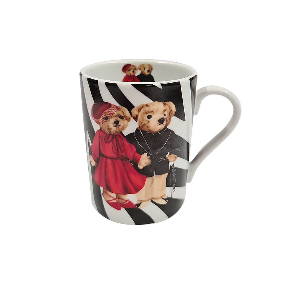 Mugs - Vitelli Zebra Teddy Bear Patterned Porcelain Coffee Mug - VITELLI DESIGN STUDIO
