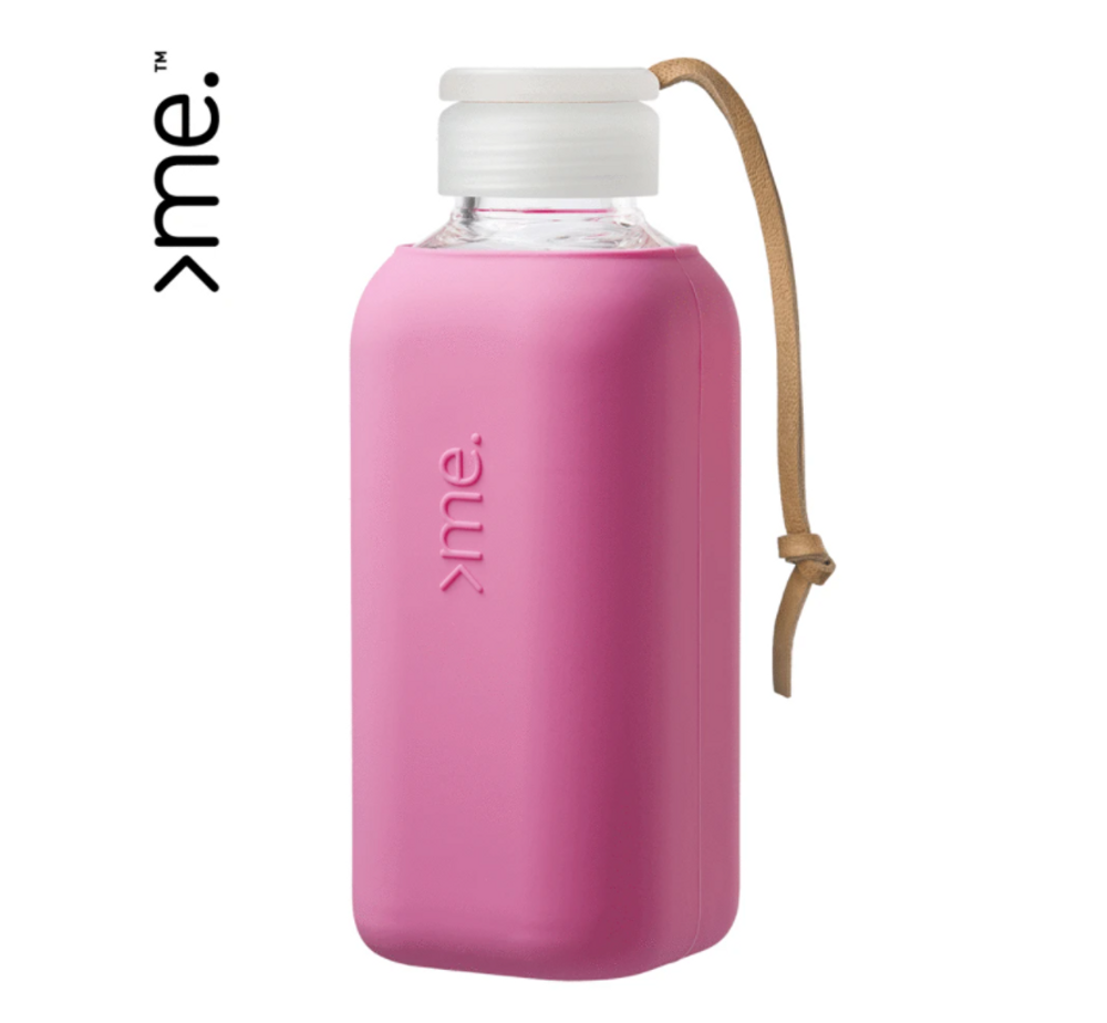 Gifts - REUSABLE GLASS BOTTLE RASPBERRY PINK (600ml) SQUIREME. Y1 SUSTAINABLE - SQUIREME.