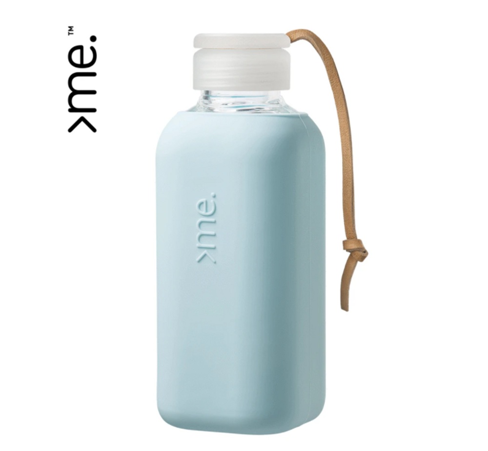 Gifts - HANDMADE GLASS BOTTLE SQUIREME. Y1 SURF BLUE SILICONE SLEEVE SUSTAINABLE REUSABLE - SQUIREME.