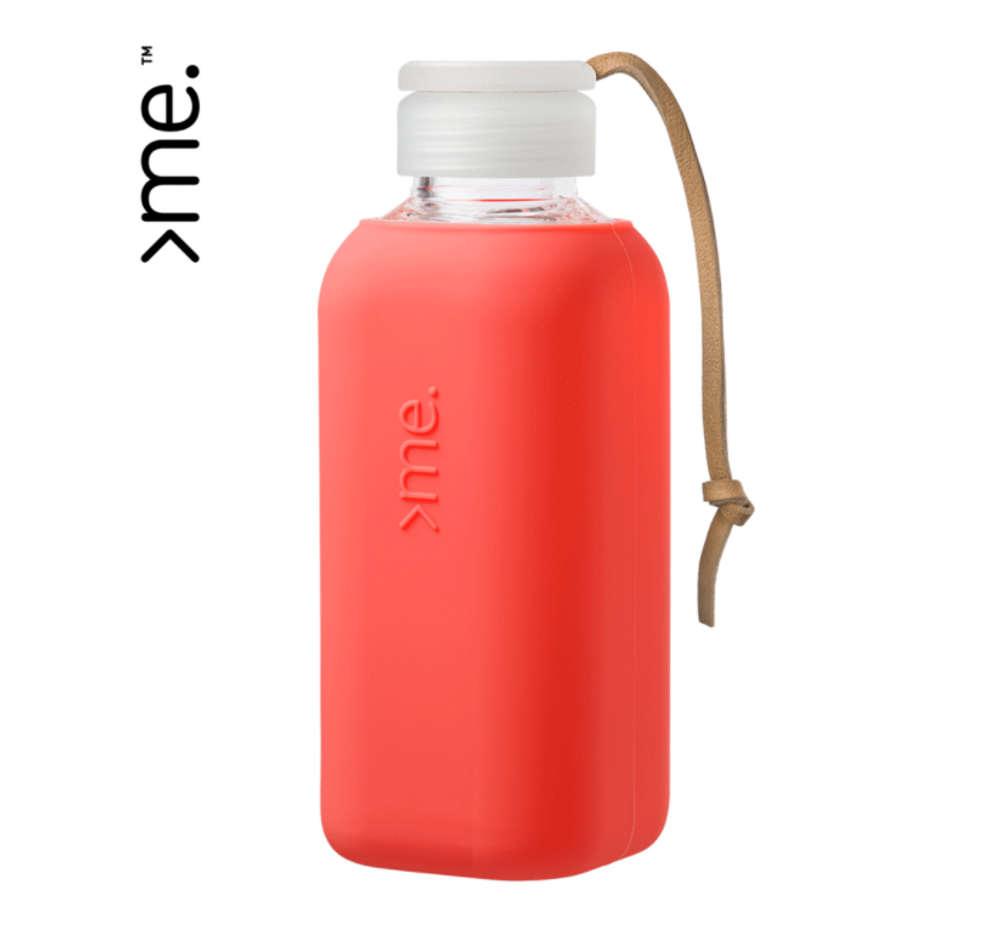 Gifts - HANDMADE GLASS BOTTLE SQUIREME. Y1 CORAL SILICONE SLEEVE SUSTAINABLE REUSABLE - SQUIREME.